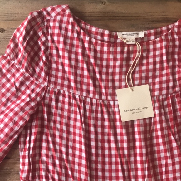 NWT - Red and White Gingham Gianna Dress by BeachLunchLounge. Small, Petite. - Picture 3 of 7
